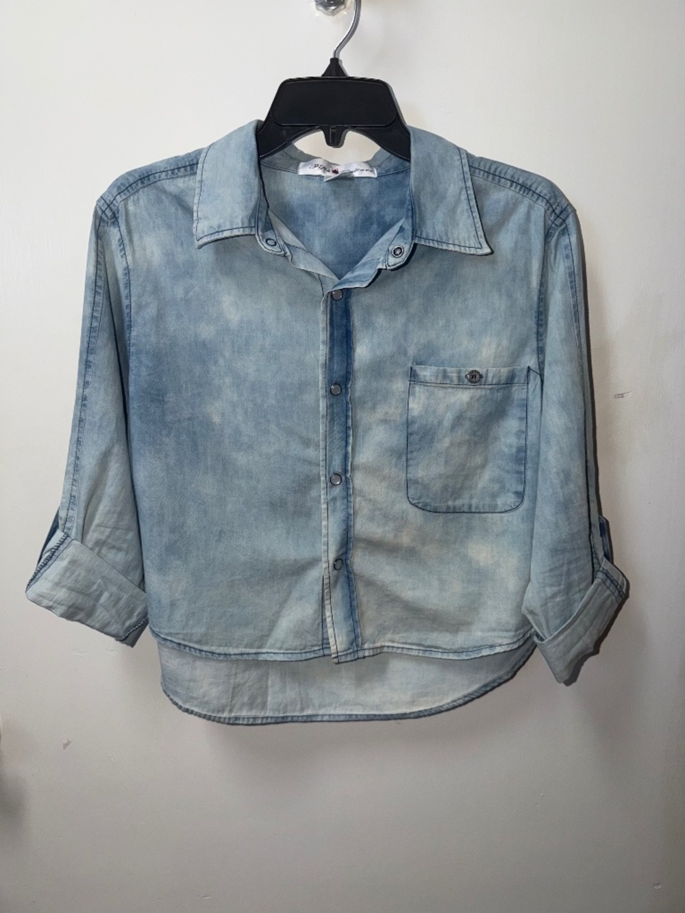 Fifth Culture Girls Cropped Denim Shirt